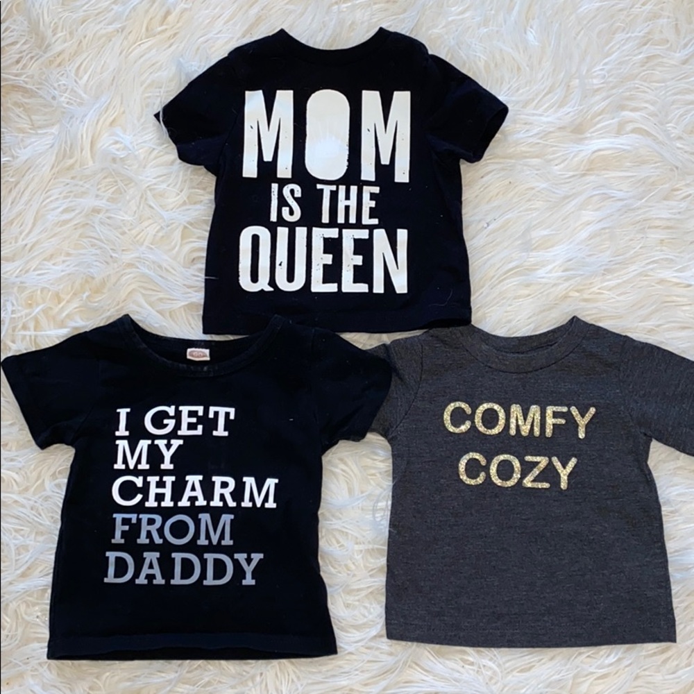 3 pack bundle 6-9 month Mom Dad sayings tee shirts